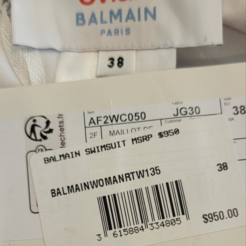 BALMAIN x Evian gradient-effect swimsuit FR 38 US 6 MEDIUM $950 NWT - Picture 9 of 13